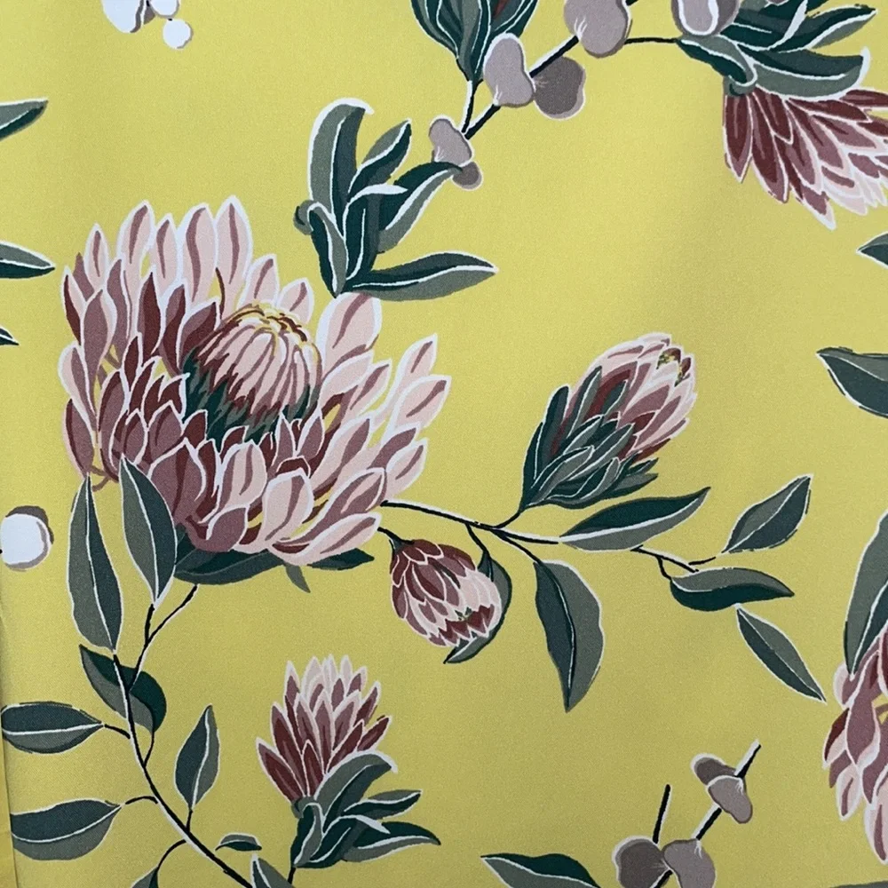 Loft Plus Yellow Floral Midi Shift Dress with Long Sleeves NWOT - Picture 5 of 9